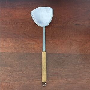 Elegant Silver and Wood Wok Spatula